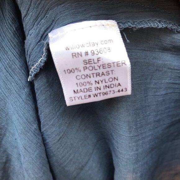 Willow & Clay Ruffle Blue Sheer Blouse Cottage Top Shirt Size M - Picture 8 of 8